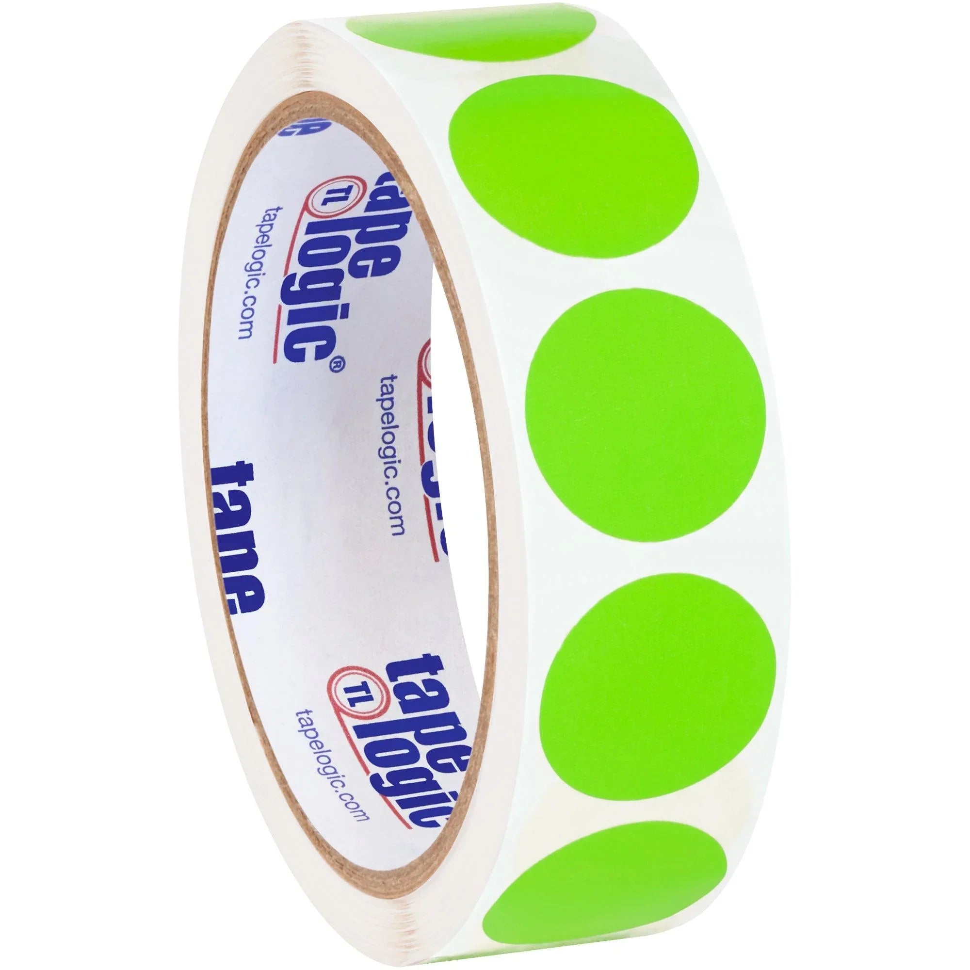 1" Circles - Fluorescent Green Removable Labels