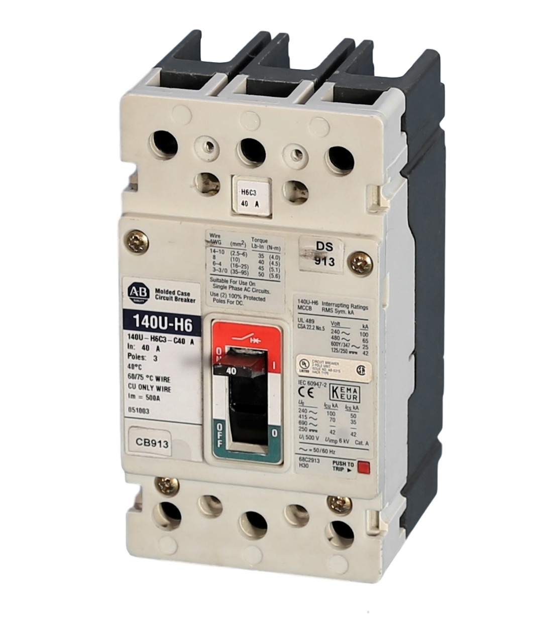 140U-H6C3-C40 Allen-Bradley 40 Amp Circuit Breakers