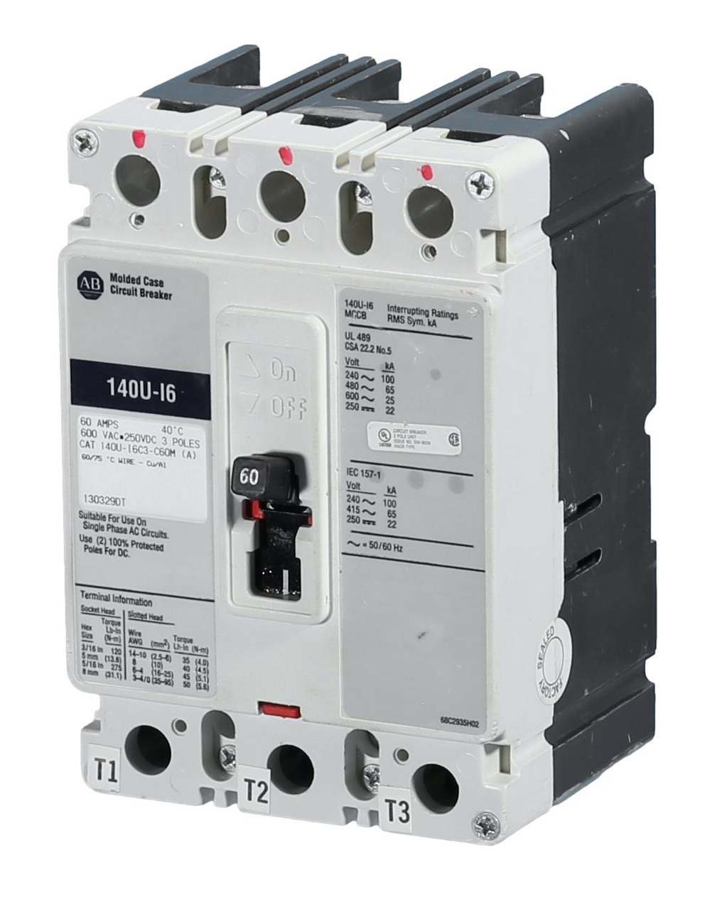 140U-I6C3-C60M Allen-Bradley 60 Amp Circuit Breakers -Chip, New Breaker