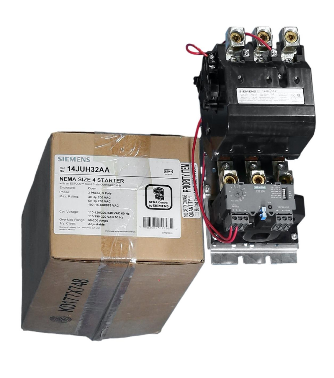 14JUH32AA Siemens 135A Size 4 Starter with ESP200