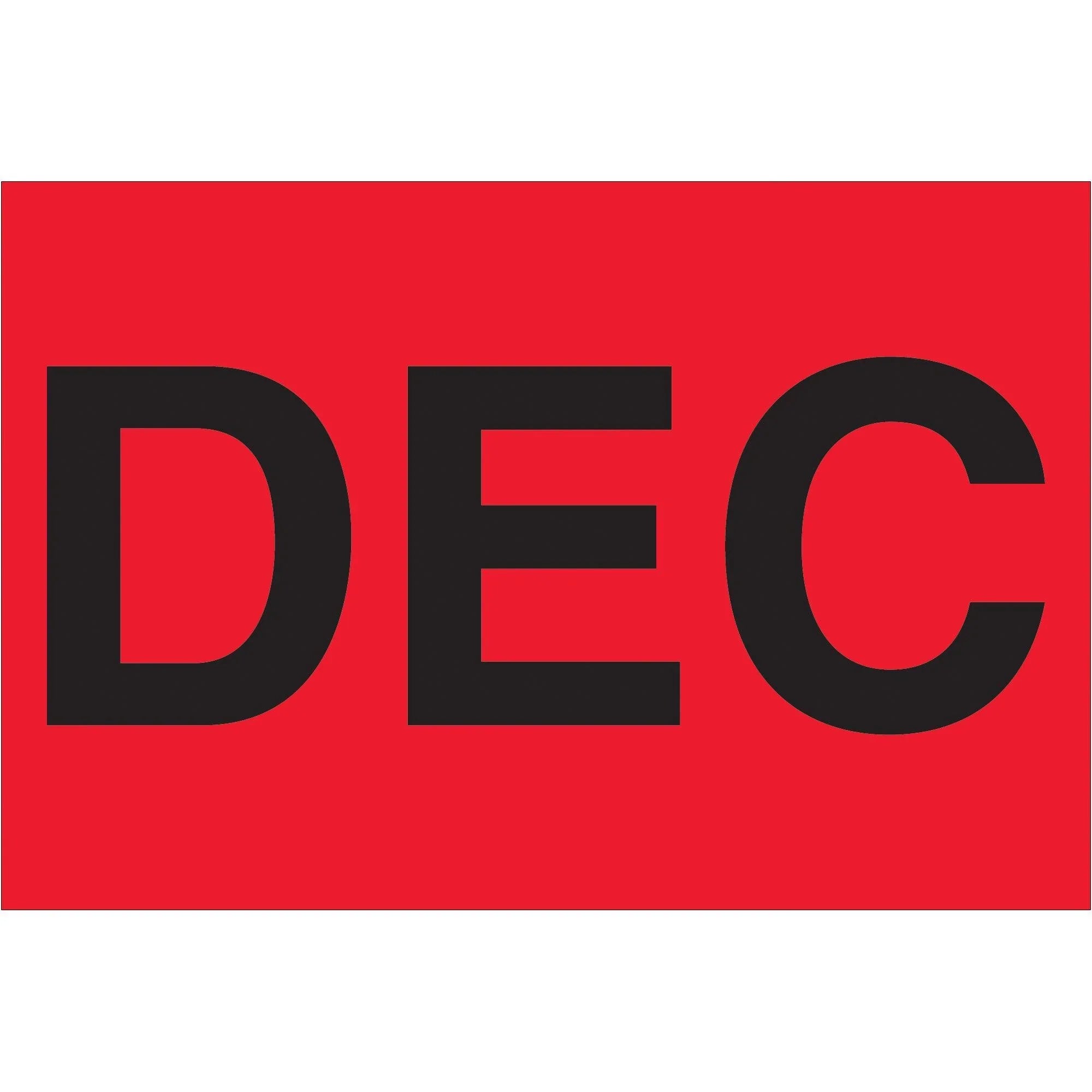 2 x 3" - "DEC" (Fluorescent Red) Months of the Year Labels