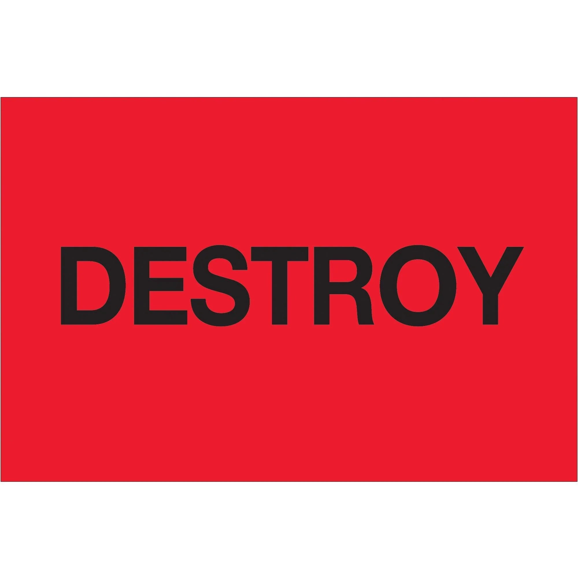 2 x 3" - "Destroy" (Fluorescent Red) Labels