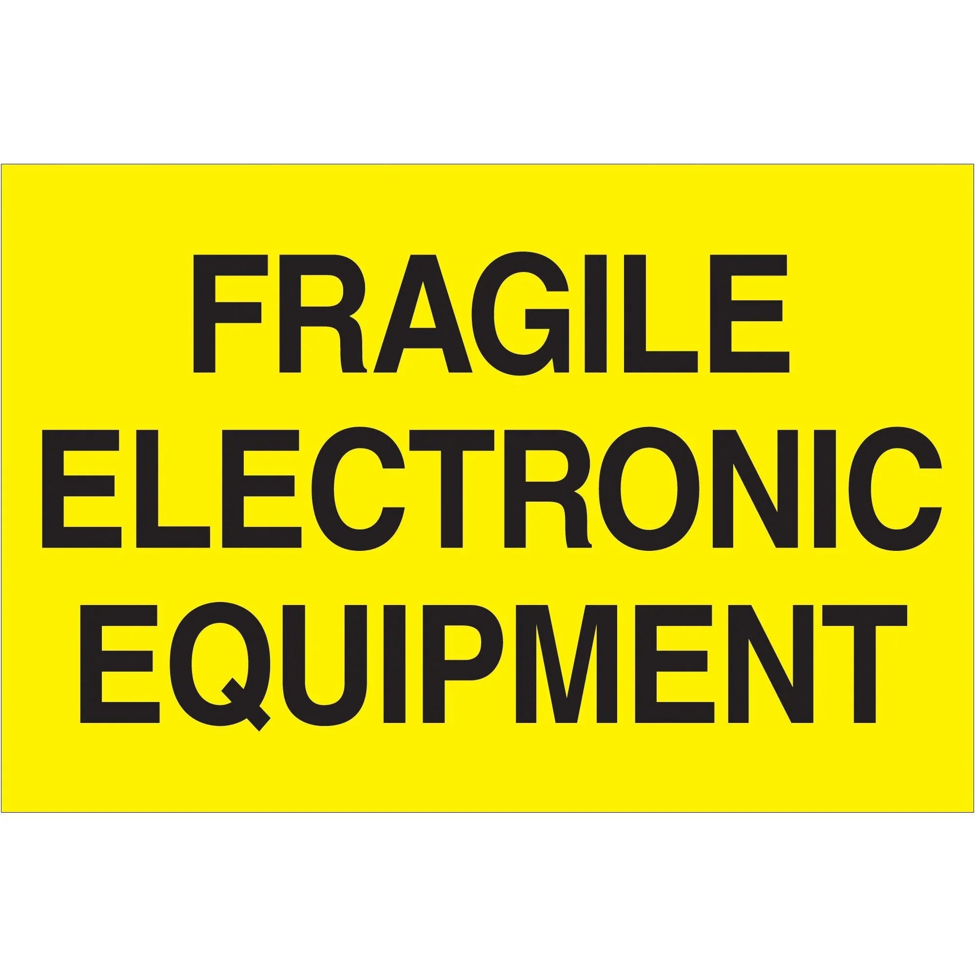 2 x 3" - "Fragile - Electronic Equipment" (Fluorescent Yellow) Labels
