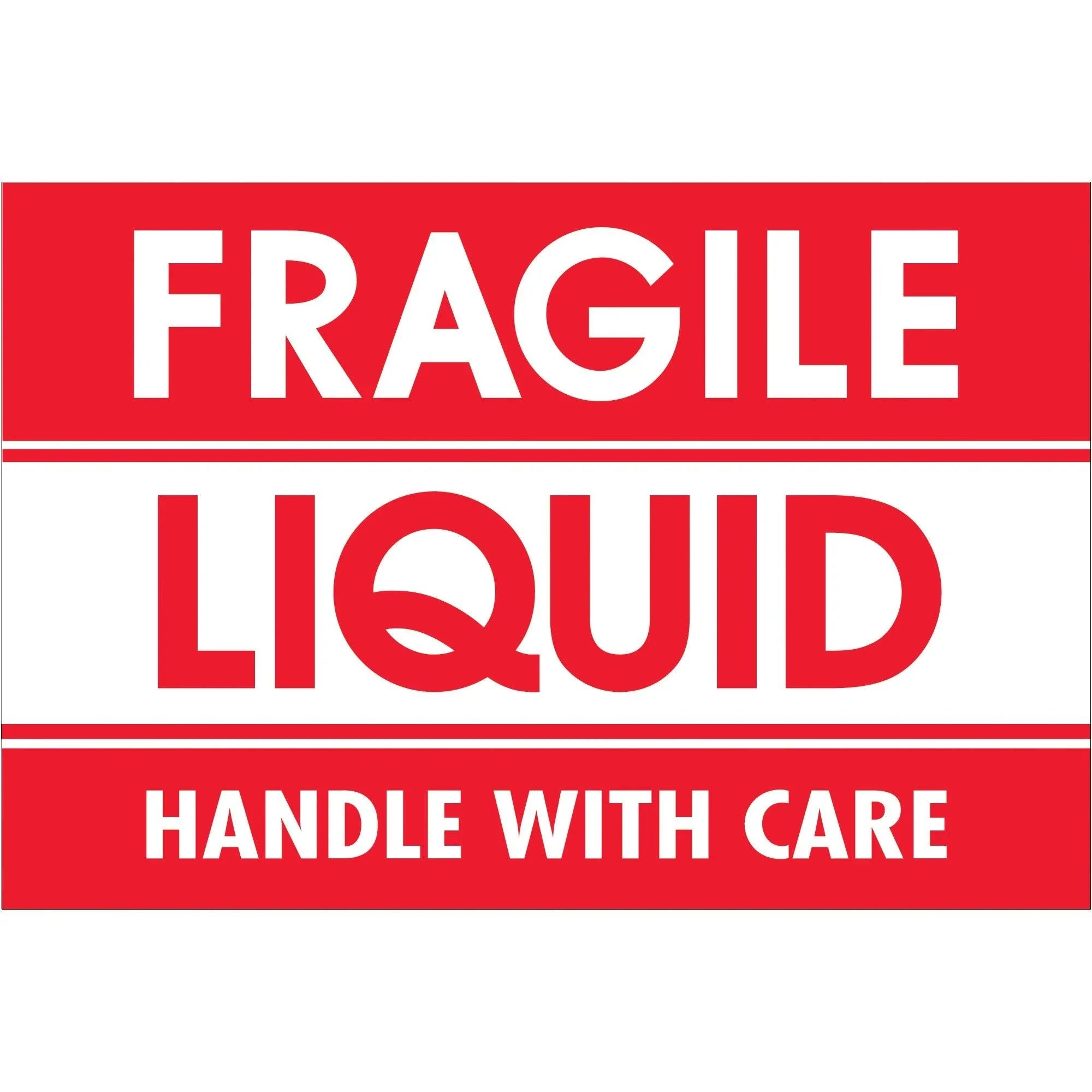 2 x 3" - "Fragile - Liquid - Handle With Care" Labels
