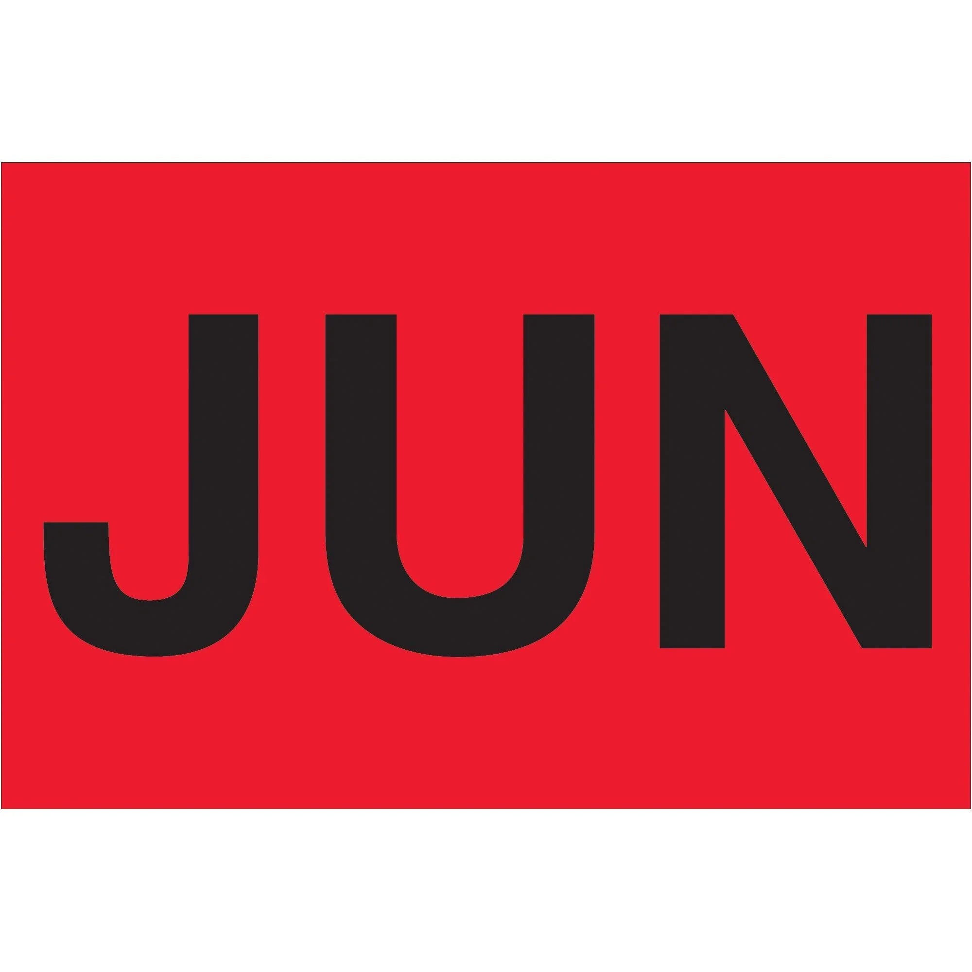 2 x 3" - "JUN" (Fluorescent Red) Months of the Year Labels
