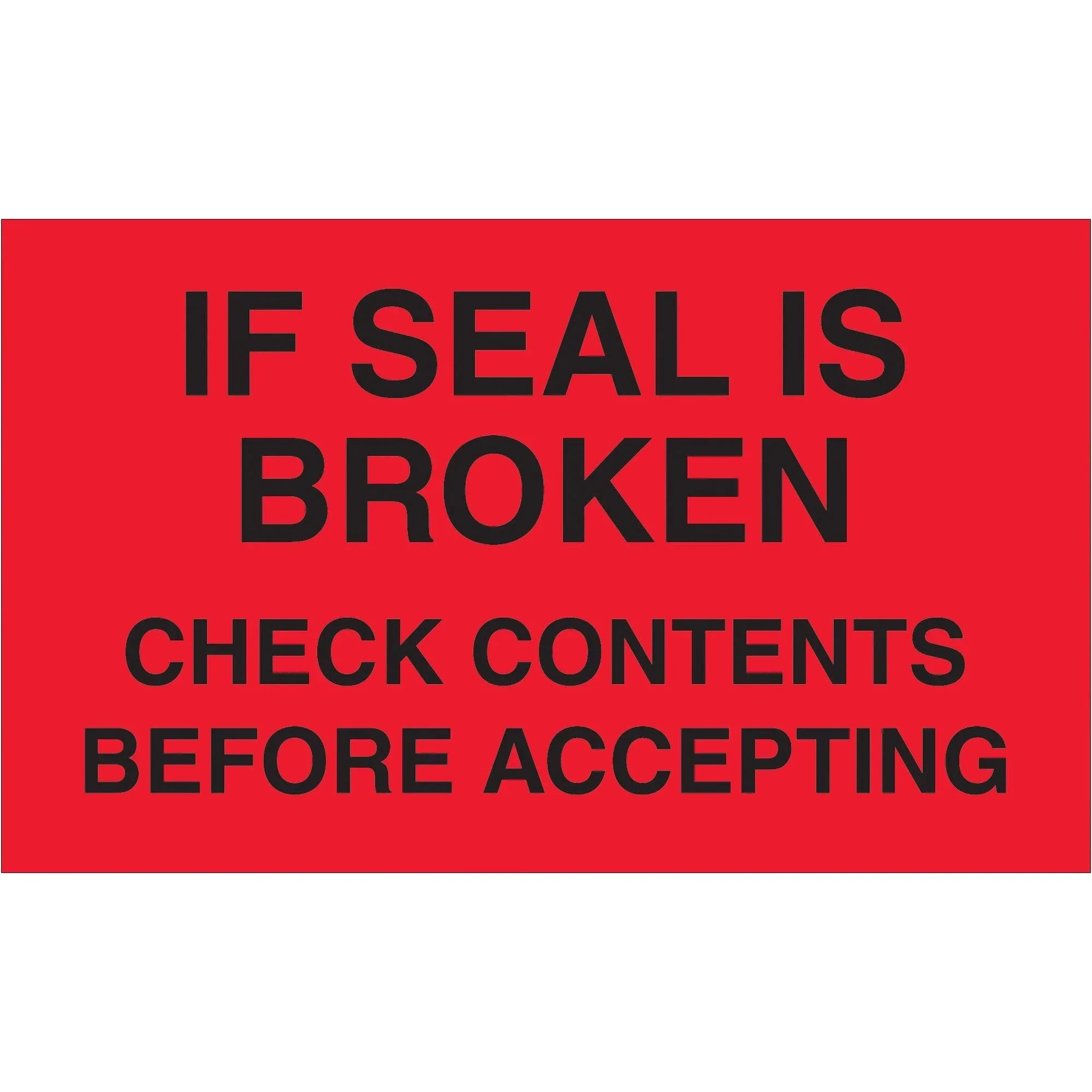 3 x 5" - "Check Contents Before Accepting" (Fluorescent Red) Labels