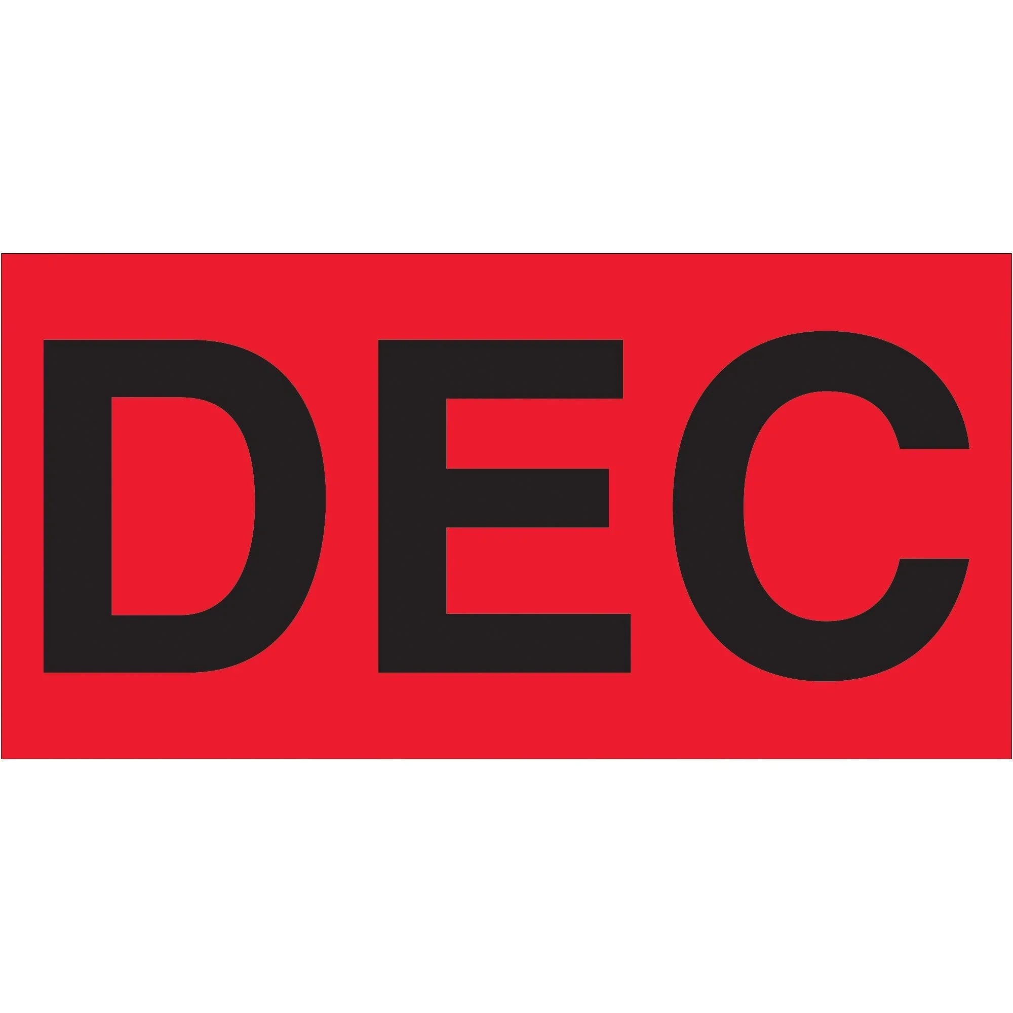 3 x 6" - "DEC" (Fluorescent Red) Months of the Year Labels