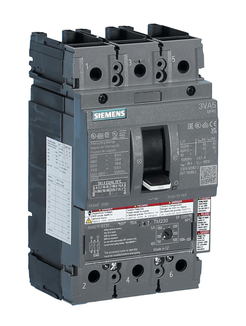 3VA5215-5EC31-0AA0 Siemens 3VA5 Circuit Breaker 3 Pole 150 Amp