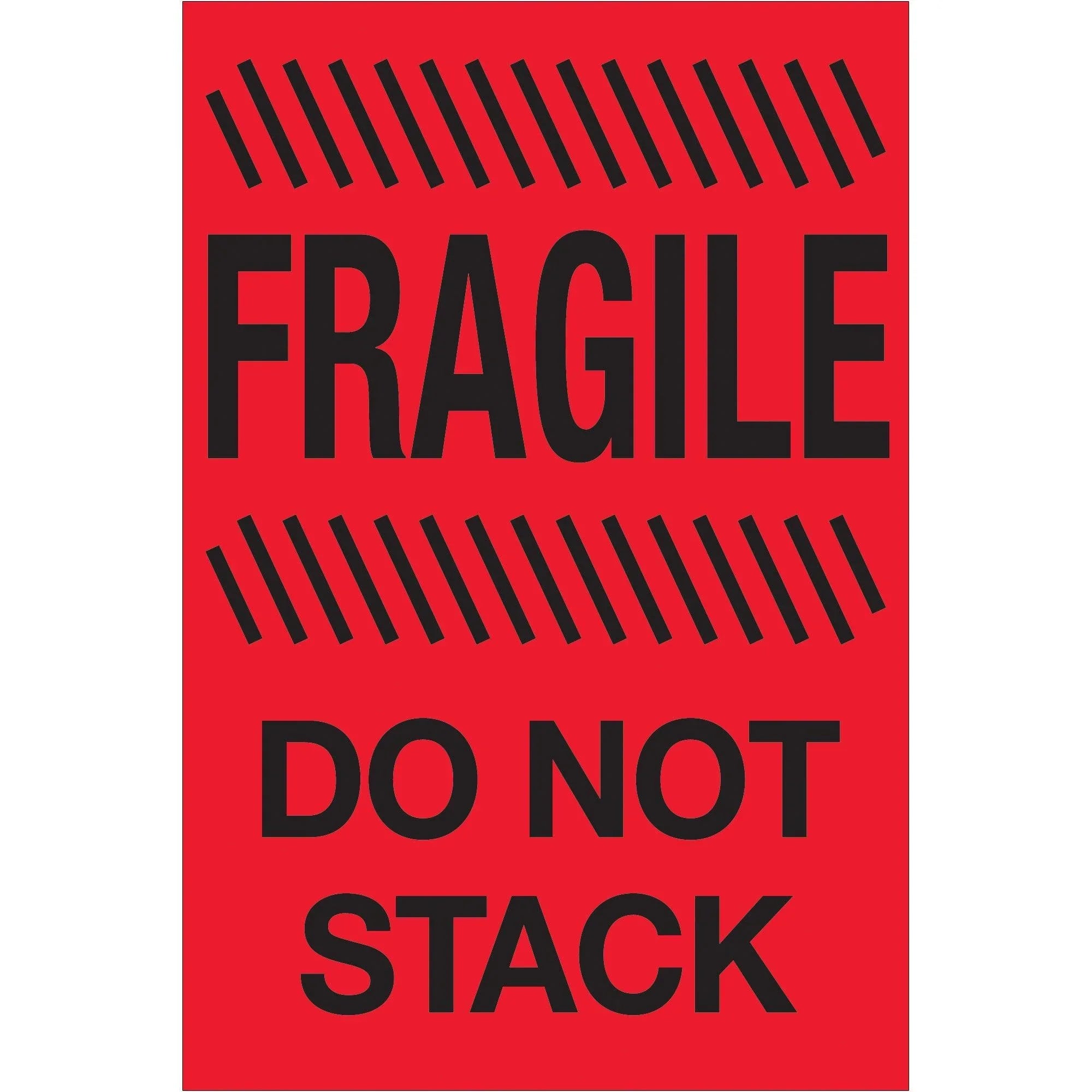 4 x 6" - "Fragile - Do Not Stack" (Fluorescent Red) Labels