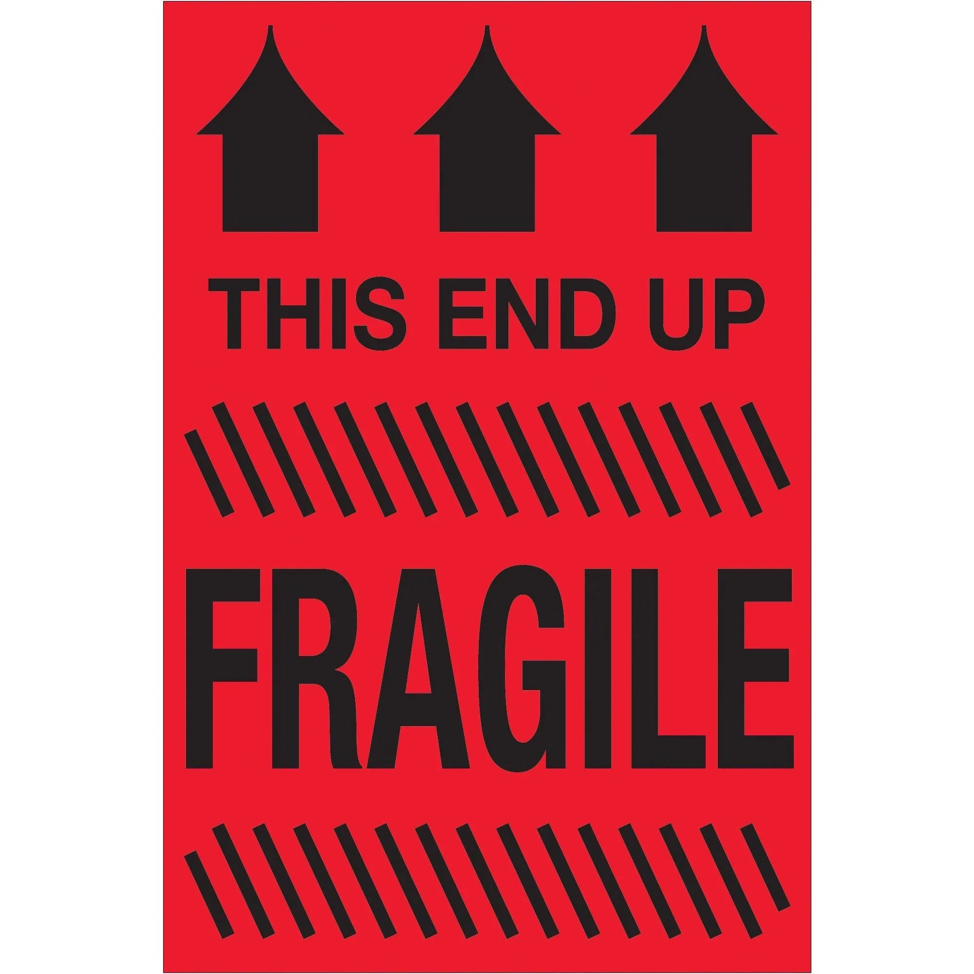4 x 6" - "This End Up - Fragile" (Fluorescent Red) Labels