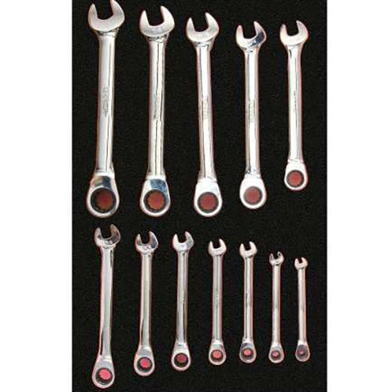 Urrea CH312 SAE Combination Ratcheting Wrench Set in EVA Tray