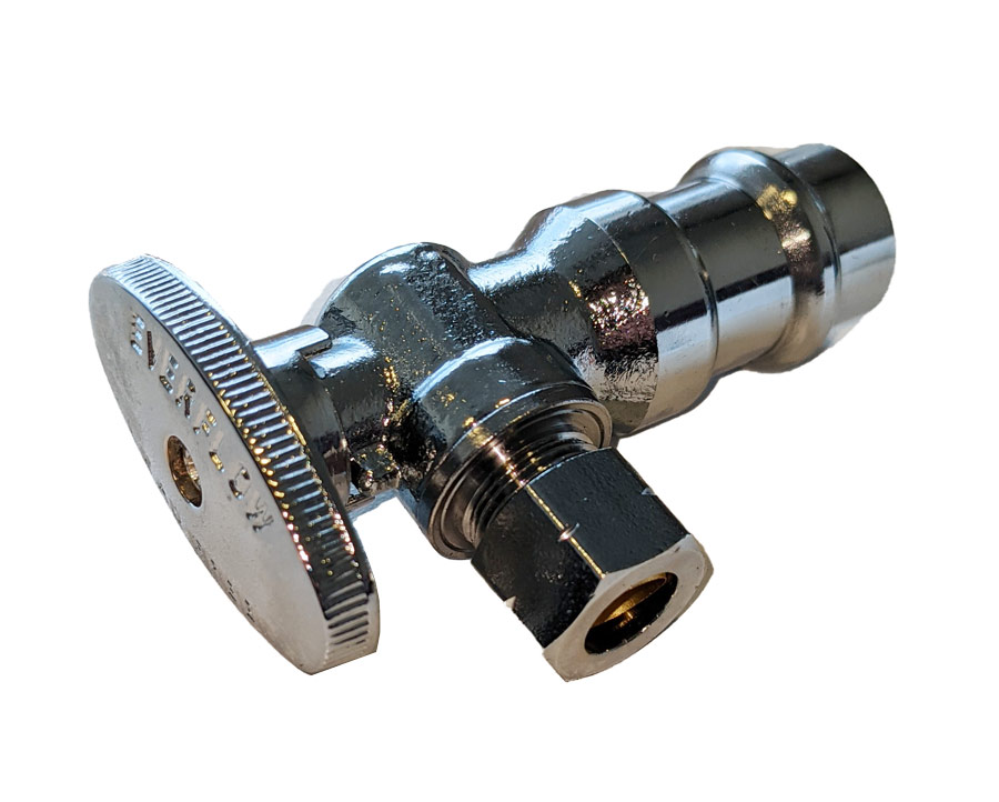 Everflow 1/2 Press x 3/8 OD Quarter Turn Angled Stop Valve