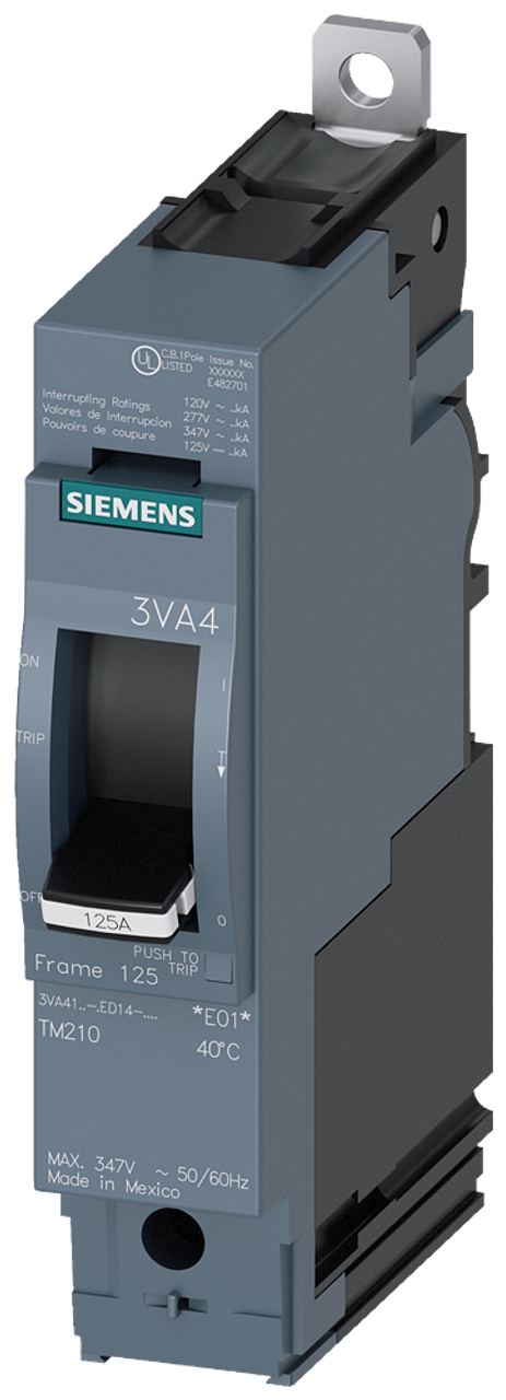 3VA4130-6ED14-0AA0 Siemens Molded Case Circuit Breaker With Thermal - Magnetic Trip Unit, 30A 1-Pole