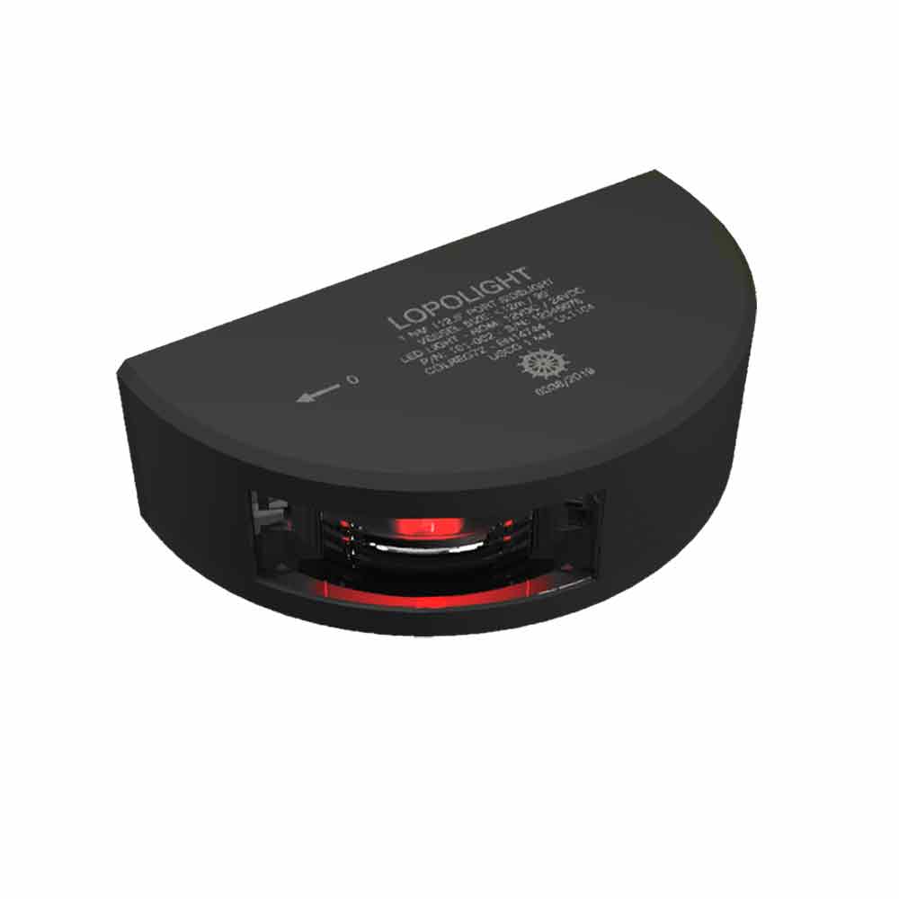 Lopolight Side Lights - Vertical Mount - Red - Black Housing - 112.5° - 1 nm - Single (101-002-B)