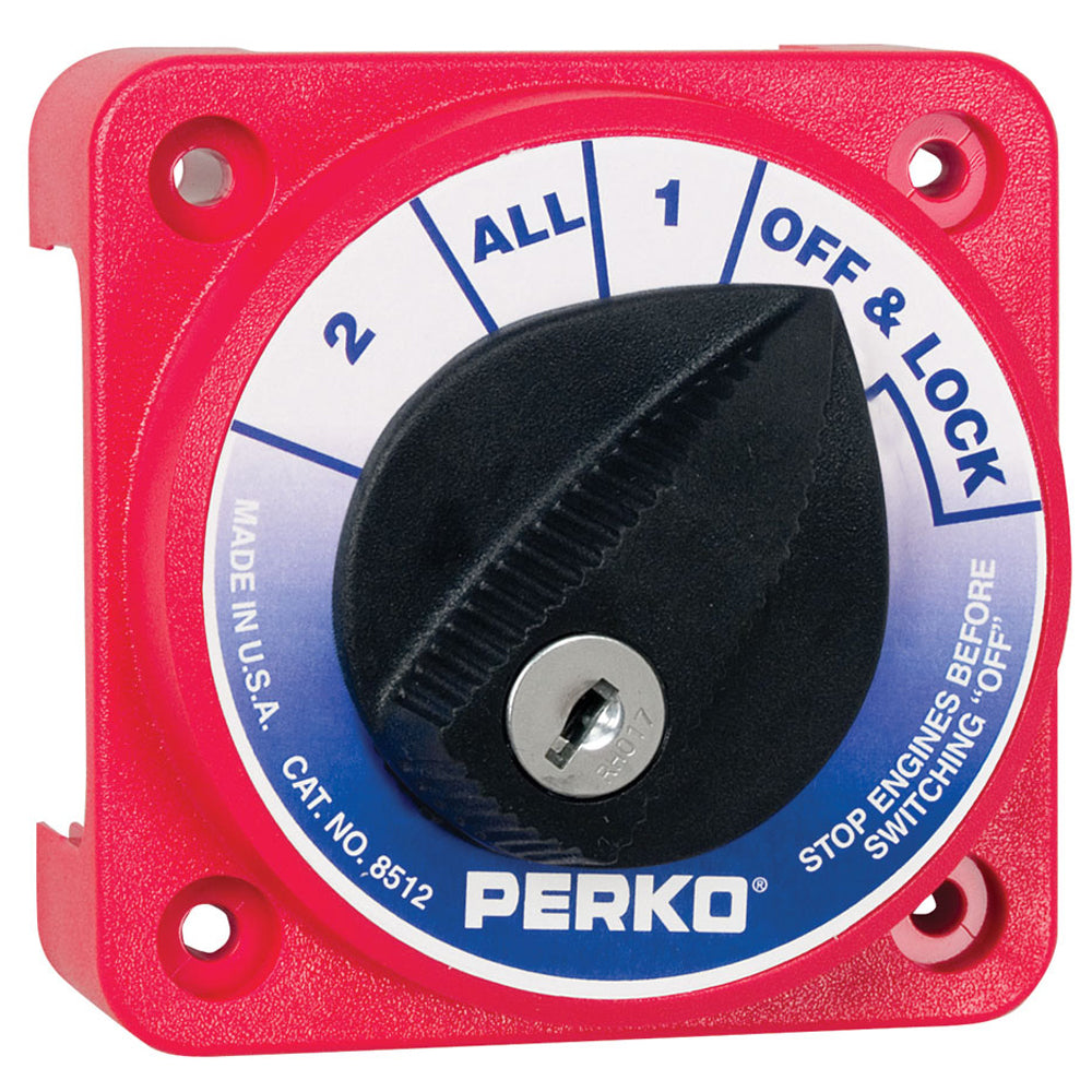 Perko Panels & Controls - Compact Medium Duty Battery Selector Switch with Key Lock - 12-32VDC (8512DP)