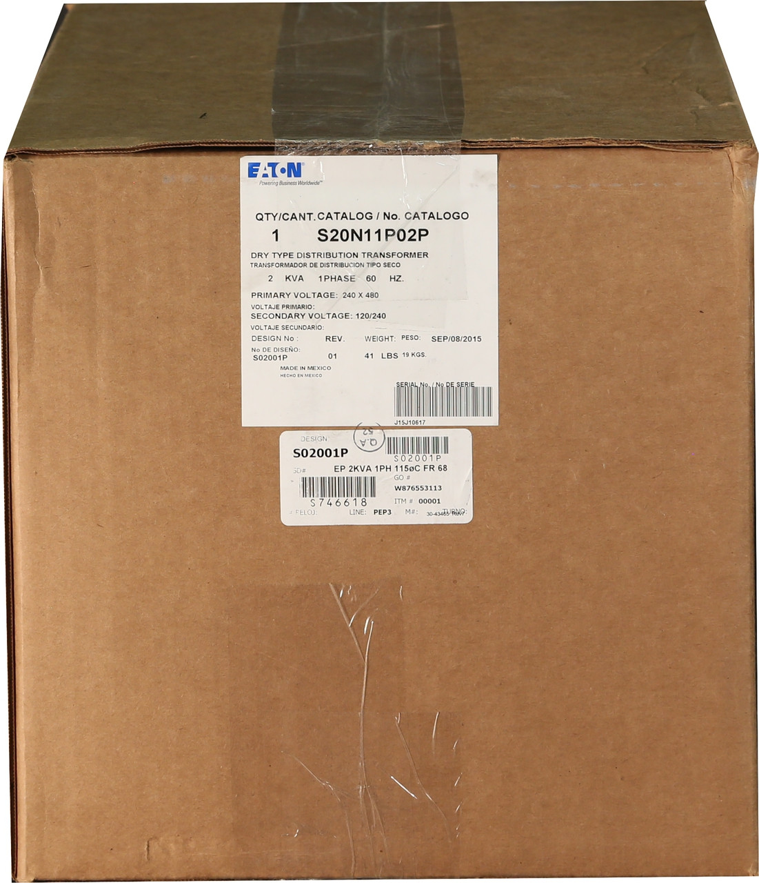 S20N11P02P Eaton 2 KVA Transformer