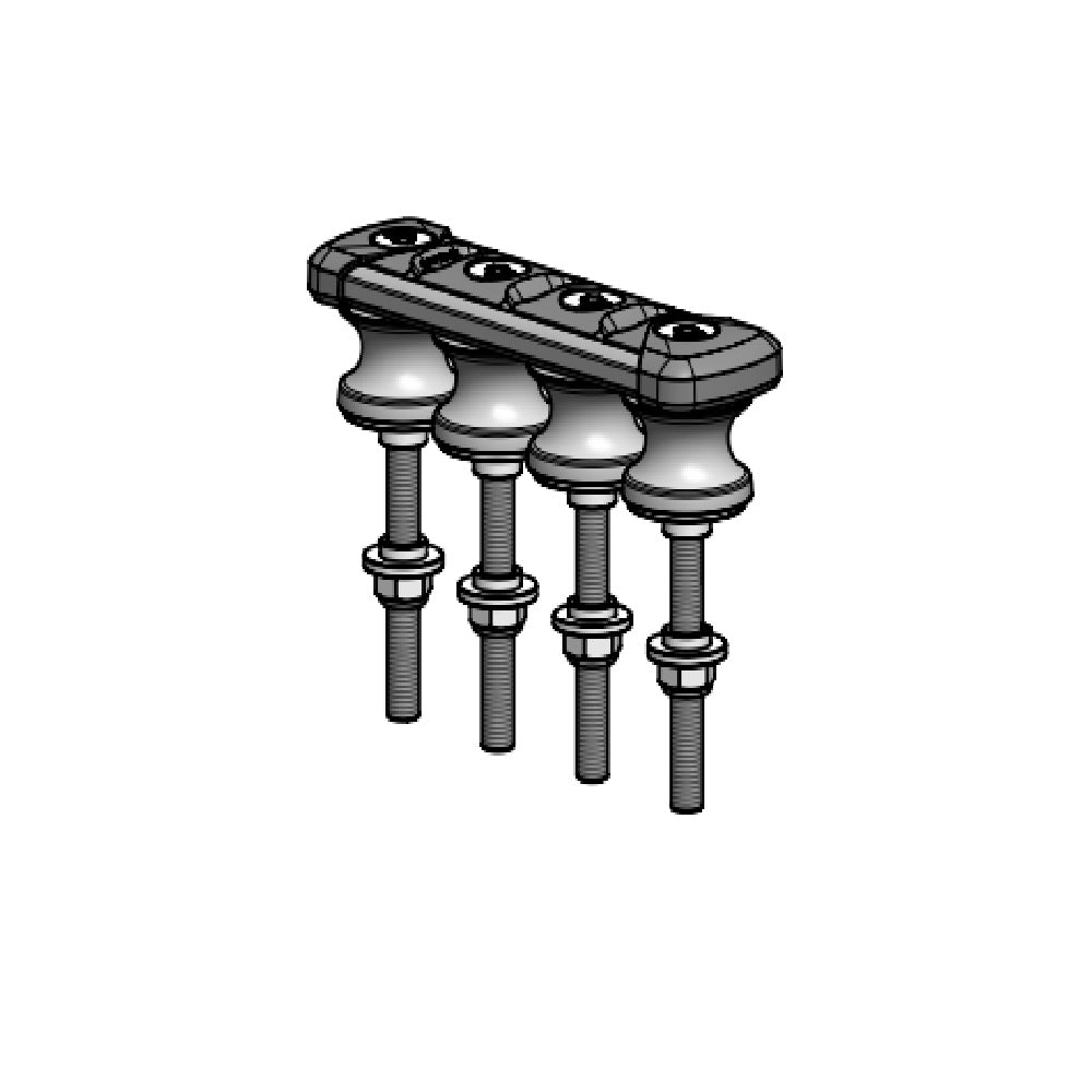 Spinlock Deck Organizer - 4 Sheaves TSR20 Aft (Low Profile) - Dia: 25/32 in (20 mm) (TSR20L/4)