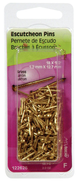 Hillman 16 Ga. x 3/4 in. L Brass Escutcheon Pins 1 pk 2 oz. (Pack of 6)