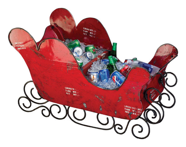 Think Outside Sleigh Christmas Decoration Red Metal 24.8 1 pk