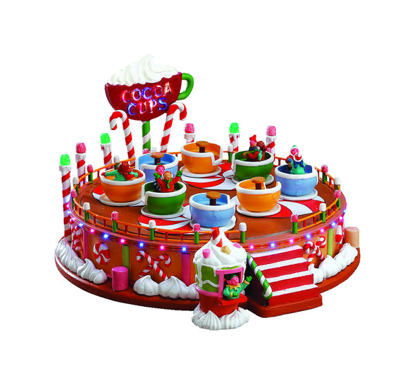 Lemax Spinning Cocoa Cups Porcelain Village Accessory Multicolor Polyresin 6.69 in. 1 pk