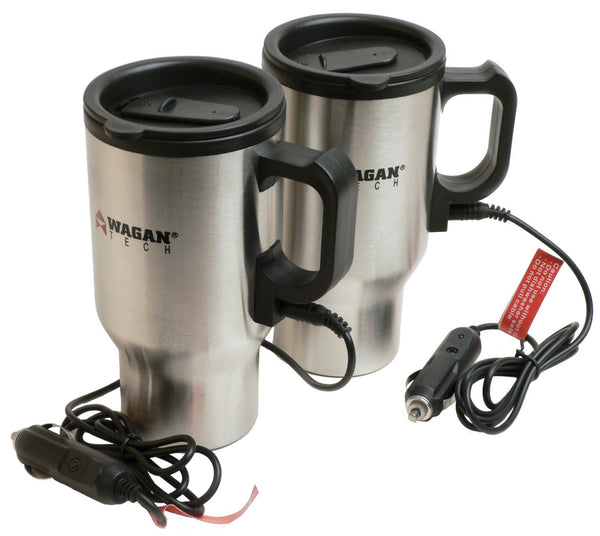 Wagan Tech 2227-1 Slv 16 Oz Stainless Steel Heated Travel Mug 2 Count