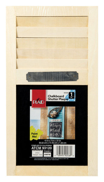 Plaid 13 in. H x 7 in. W x 0.51 in. L Natural Beige Wood Chalkboard Shutter (Pack of 3)