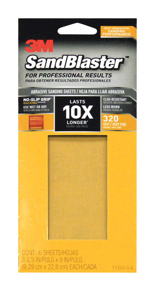 3M SandBlaster 9 in. L x 3-2/3 in. W 320 Grit Ceramic Sandpaper 6 pk