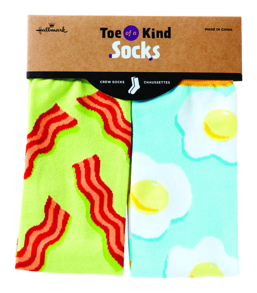 Hallmark Bacon and Eggs Crew Socks Polyester 1 pk (Pack of 2)