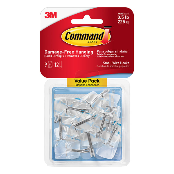 3M Command Small Plastic Wire Hooks 1.625 in. L 9 pk