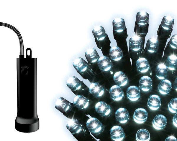 Celebrations Cool White Operated 48-Bulb Christmas LED String Lights 3 AA Battery 11.5 L ft.