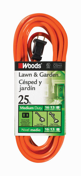Woods Outdoor 25 ft. L Orange Extension Cord 16/2