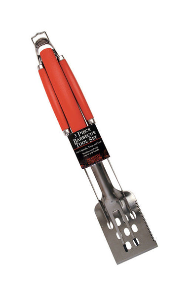 BBQ TOOL SET SS 3PC RED