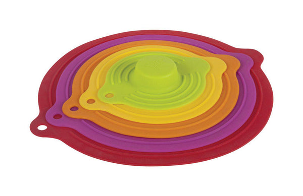 Core Home Assorted Color Silicone Dishwasher Safe Suction Lid Set for Easy Storage (Pack of 4)